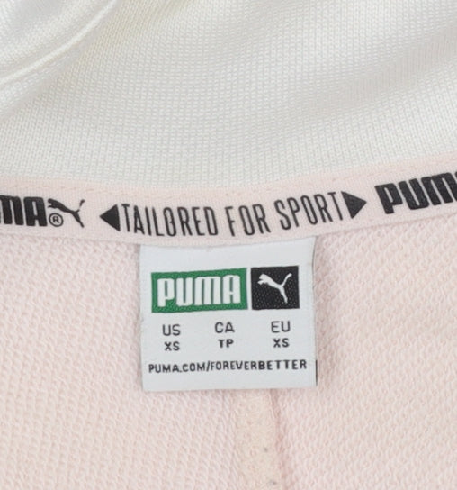 Puma Women White Pink 1/2 Zip Sweatshirt XS Tailored Sport Style