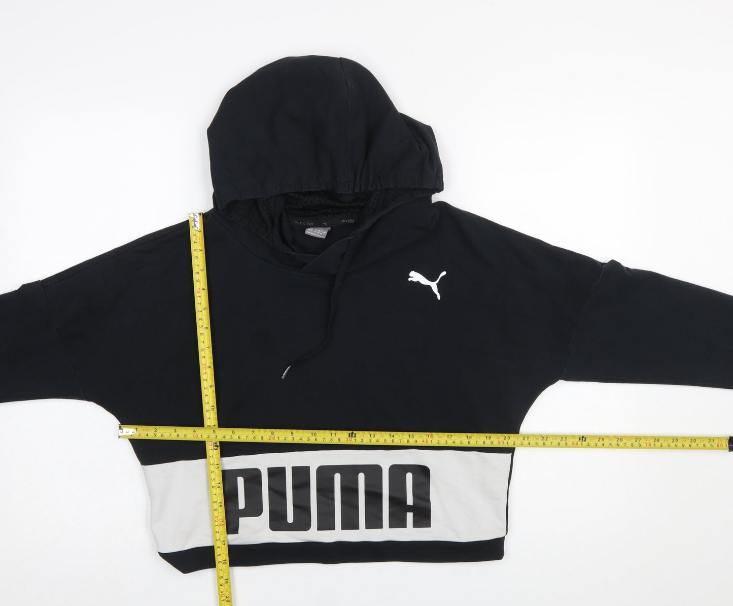 Puma Women's Black Hooded Pullover Crop Sweatshirt XS UK 8