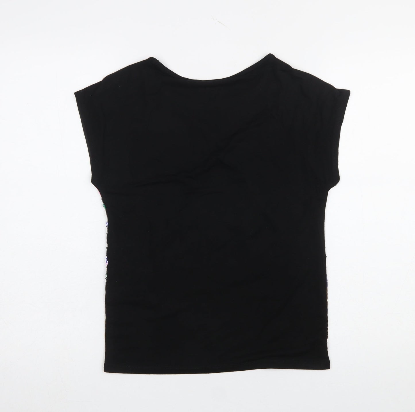 Vero Moda Womens Black Sequin Aztec Short Sleeve Top XS