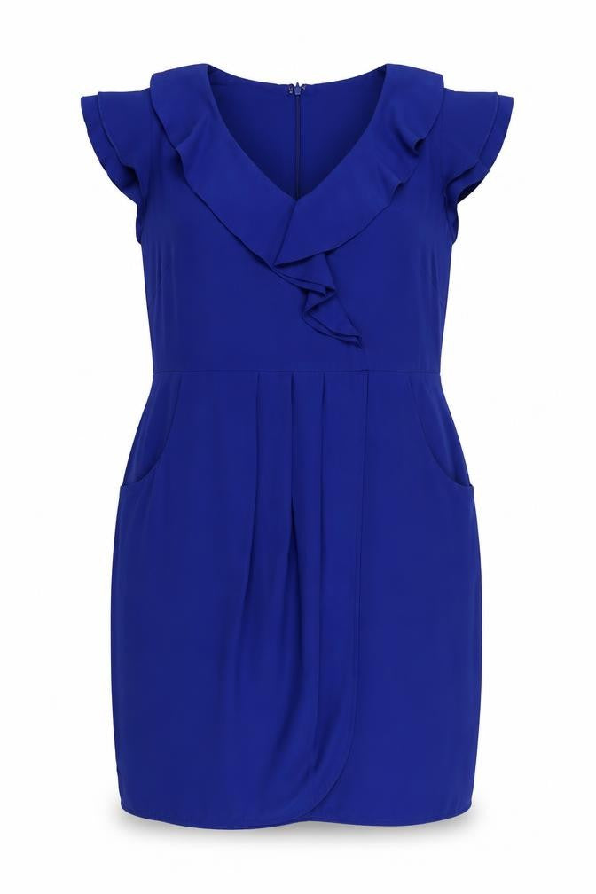 A|wear Women’s Blue Short Sleeve Frill Shift Dress Size 16