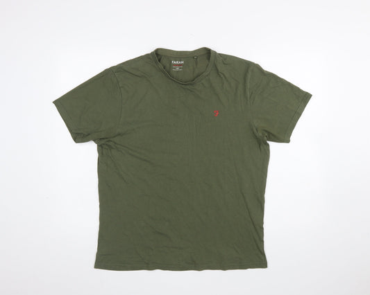 Farah Men's Green Cotton Crew Neck Short Sleeve Lounge T-Shirt Size L