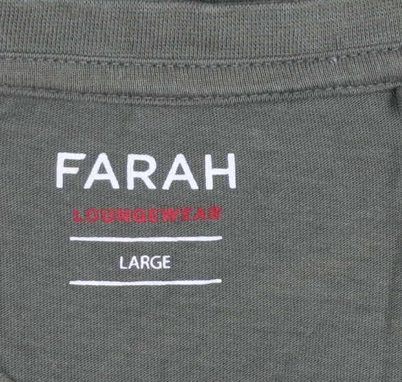 Farah Men's Green Cotton Crew Neck Short Sleeve Lounge T-Shirt Size L