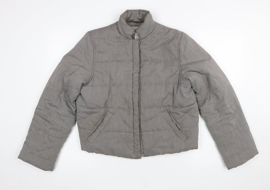 Armani Exchange Women Grey Short Puffer Jacket Size S Quilted Button