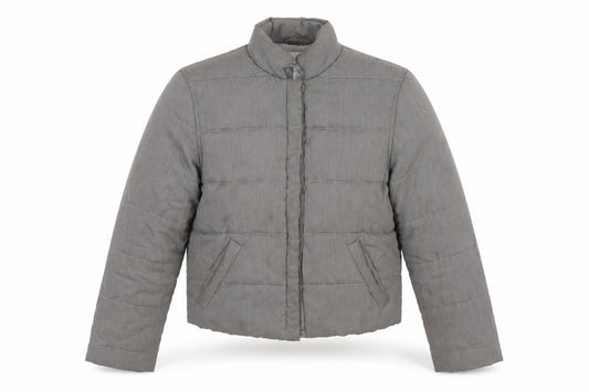 Armani Exchange Women Grey Short Puffer Jacket Size S Quilted Button
