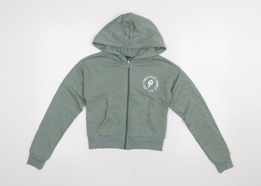 Pineapple Girls Green Full Zip Hoodie 9-10 Years Dance Studio Logo Top