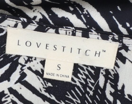 Lovestitch Women's Black Midi Wrap Dress Size S Boho Animal Print