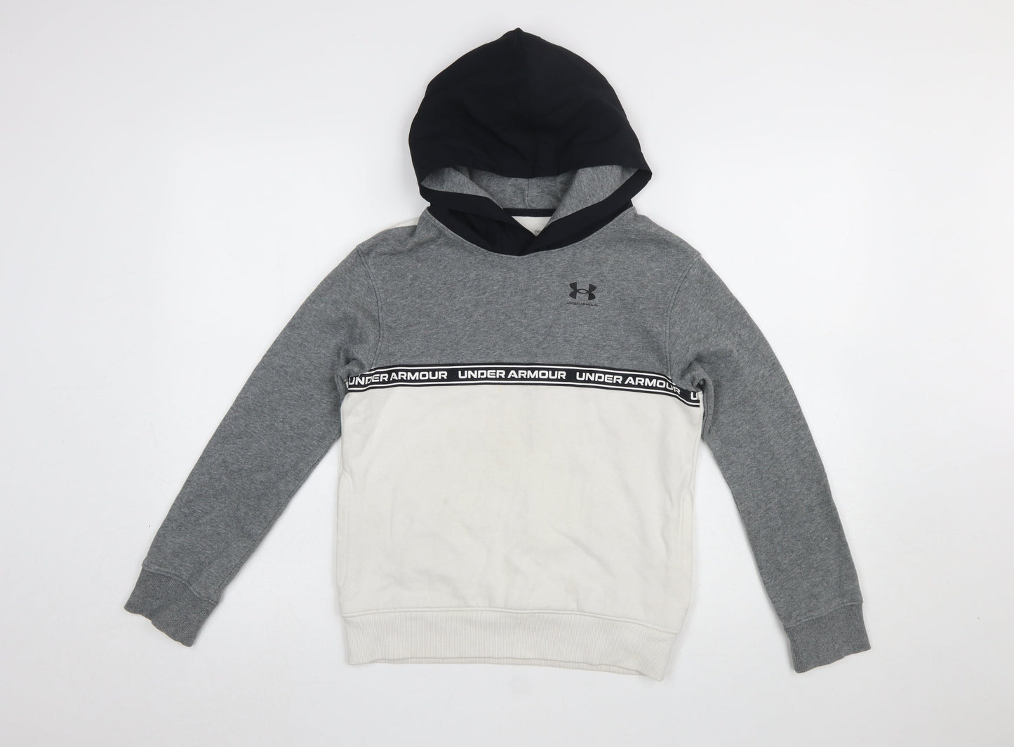 Under Armour Boys Grey Hoodie Medium Colourblock Pullover ColdGear