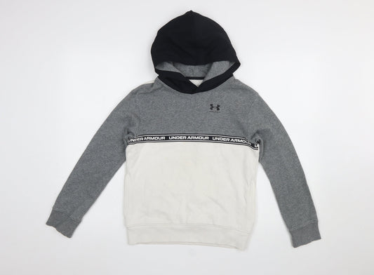 Under Armour Boys Grey Hoodie Medium Colourblock Pullover ColdGear
