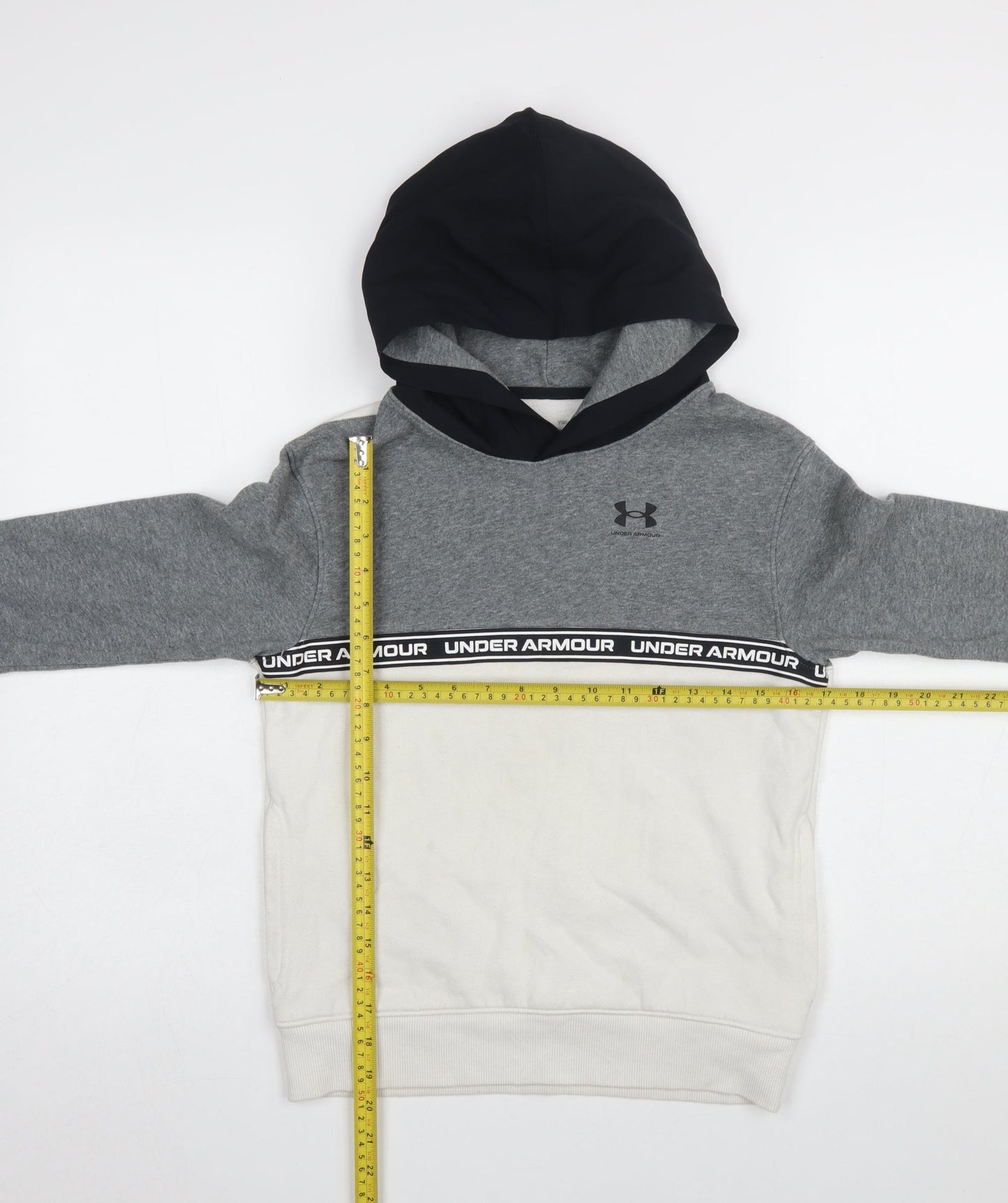 Under Armour Boys Grey Hoodie Medium Colourblock Pullover ColdGear