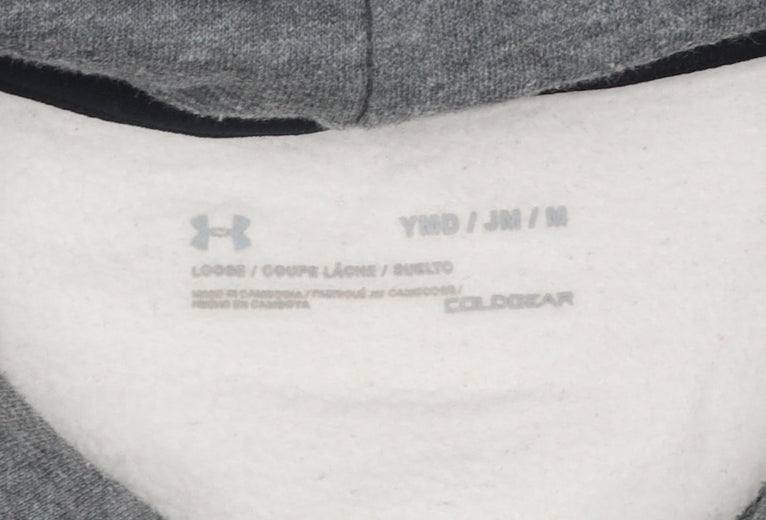 Under Armour Boys Grey Hoodie Medium Colourblock Pullover ColdGear