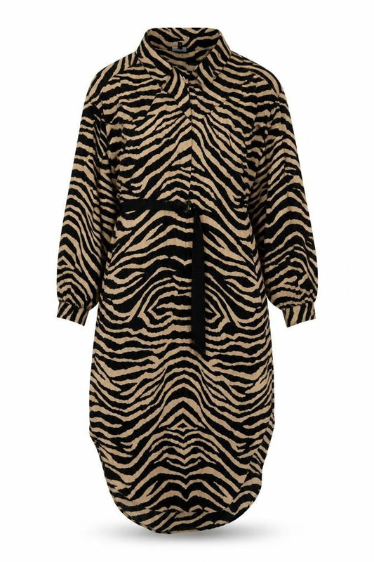 Next Women’s Beige Animal Print Shirt Dress Size 14 Collared Belted