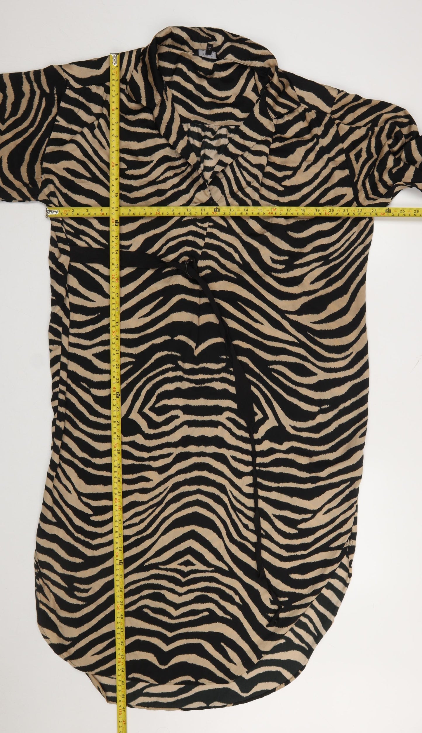 Next Women’s Beige Animal Print Shirt Dress Size 14 Collared Belted