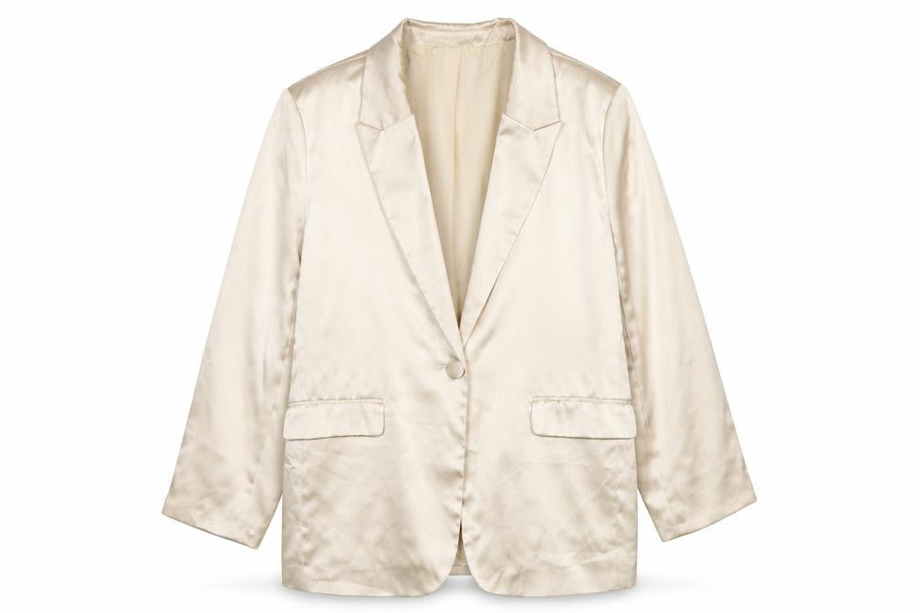 River Island Women Ivory Satin Blazer UK 16 Single Breasted