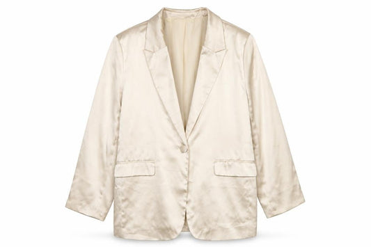 River Island Women Ivory Satin Blazer UK 16 Single Breasted