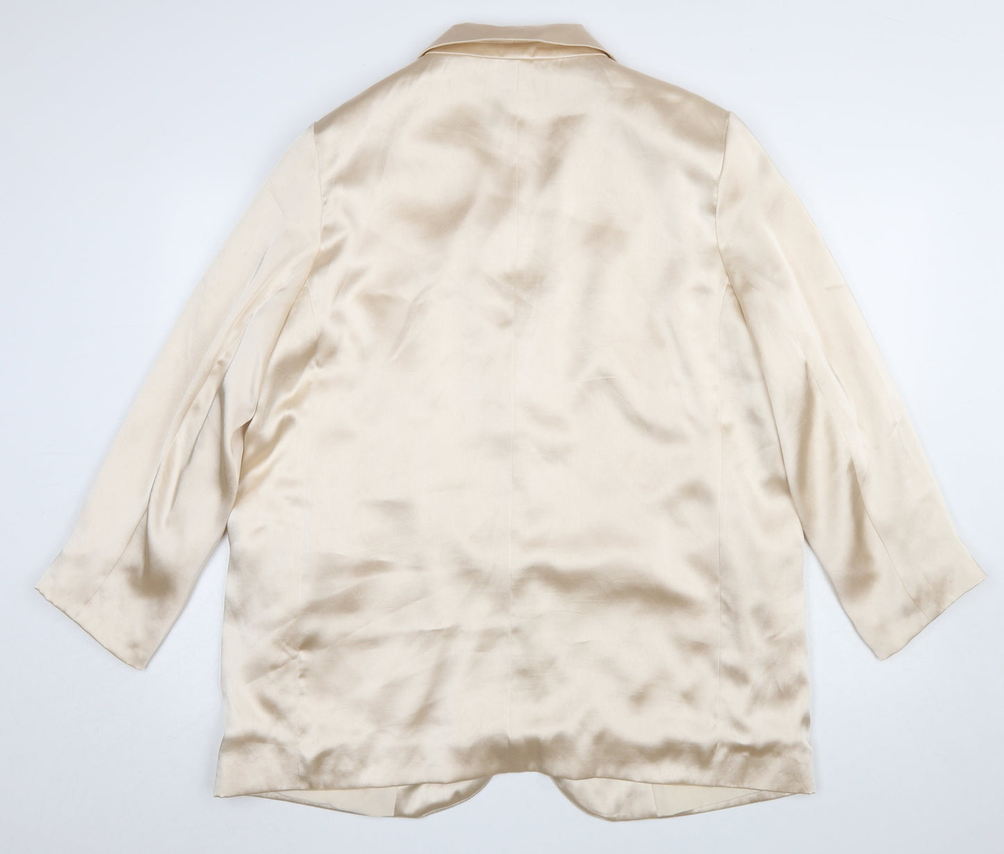 River Island Women Ivory Satin Blazer UK 16 Single Breasted