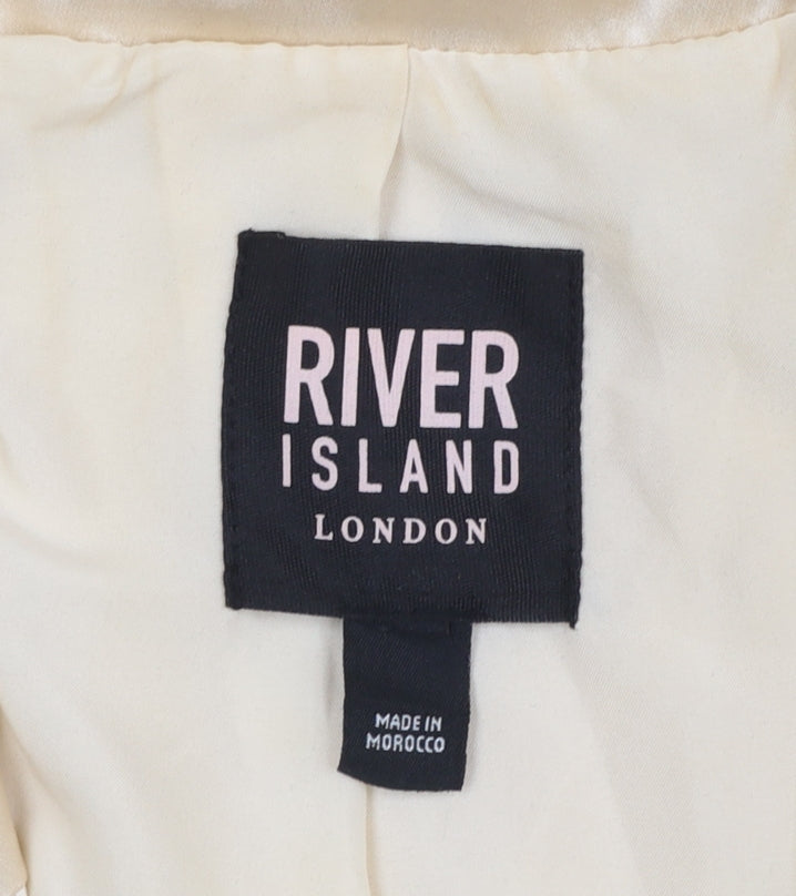 River Island Women Ivory Satin Blazer UK 16 Single Breasted