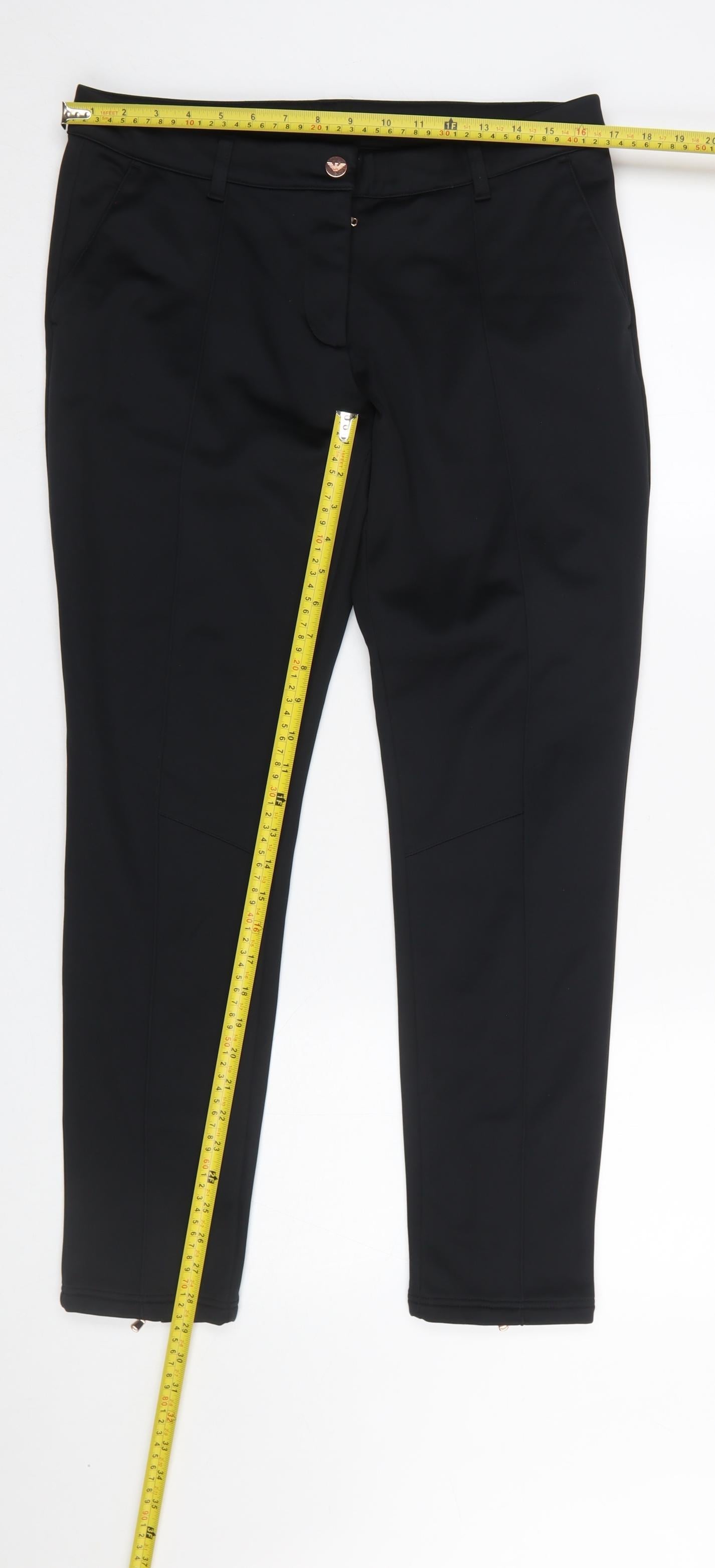 Emporio Armani EA7 Women's Black Slim Fit Zip Ankle Trousers L