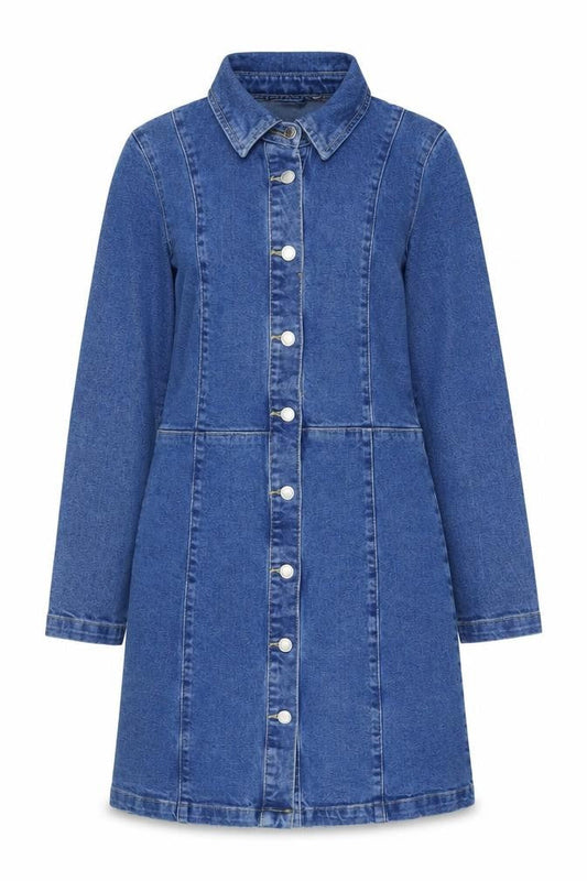 Vero Moda Women Blue Denim Button Front Long Sleeve Shirt Dress XS