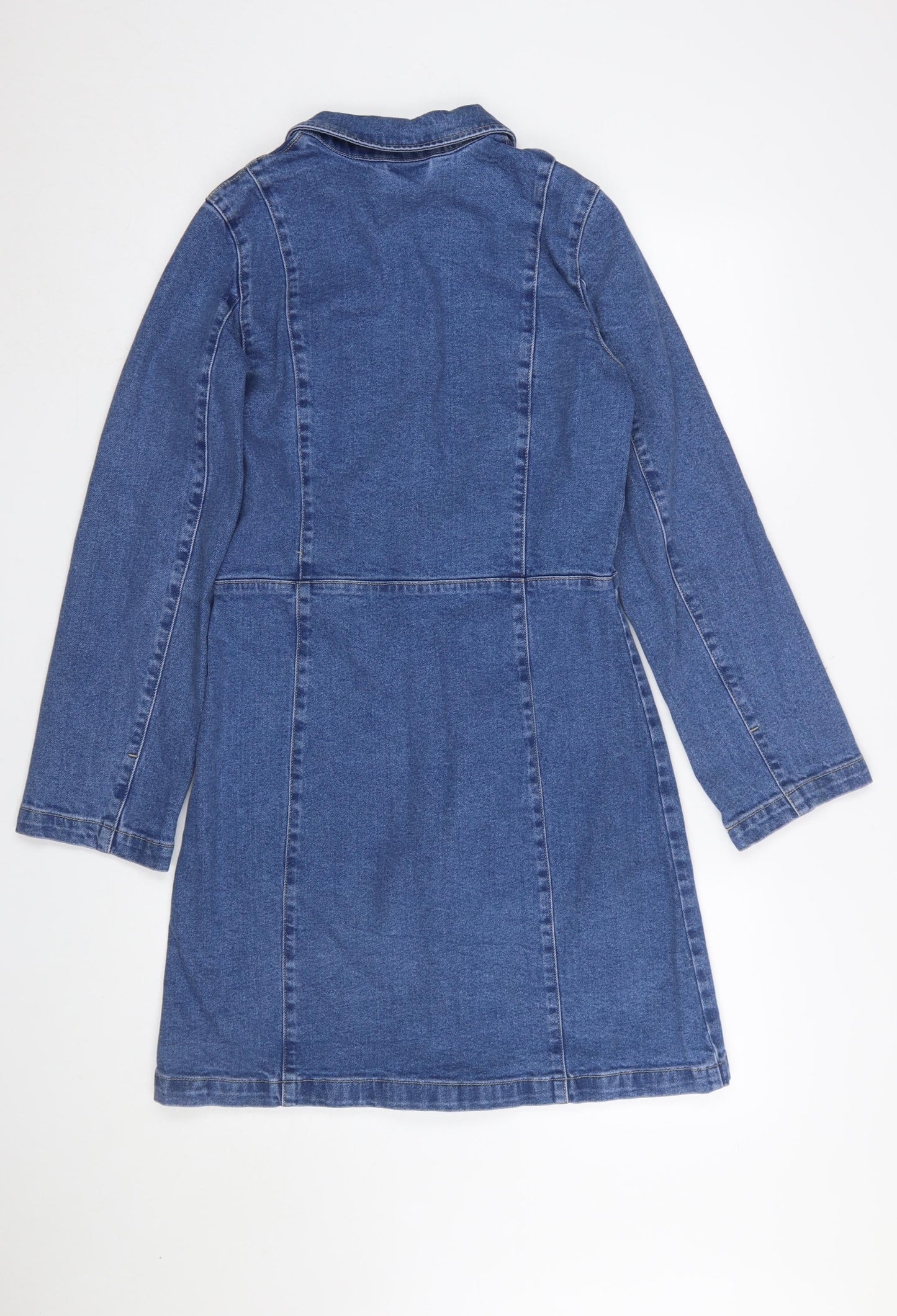 Vero Moda Women Blue Denim Button Front Long Sleeve Shirt Dress XS
