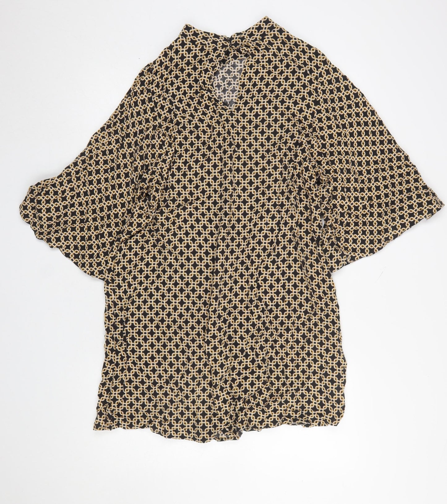 H&M Women’s Beige Geometric Shift Dress Size 14 Vintage Style