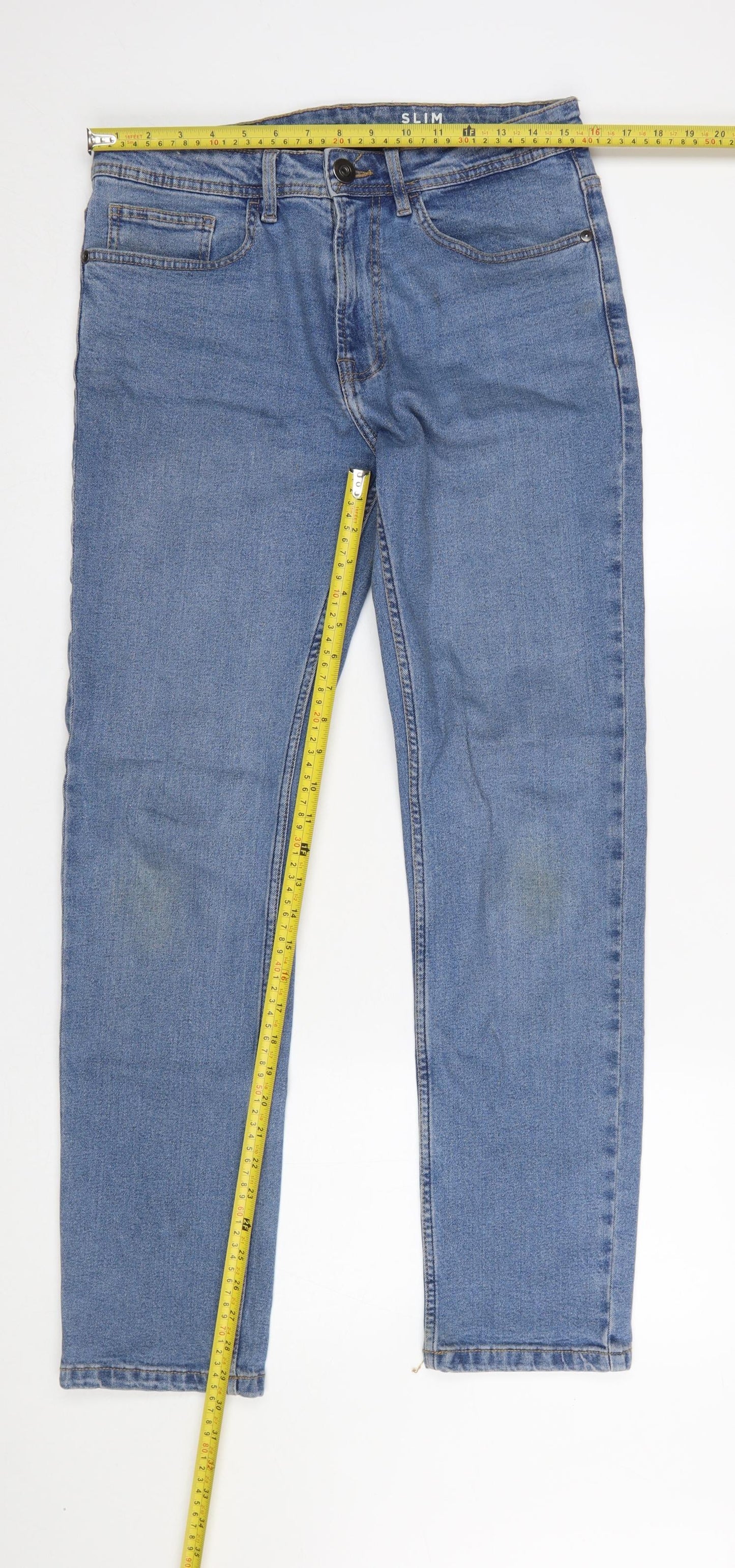 Dunnes Stores Men’s Blue Slim Fit Denim Jeans 30W 32L Classic 5-Pocket