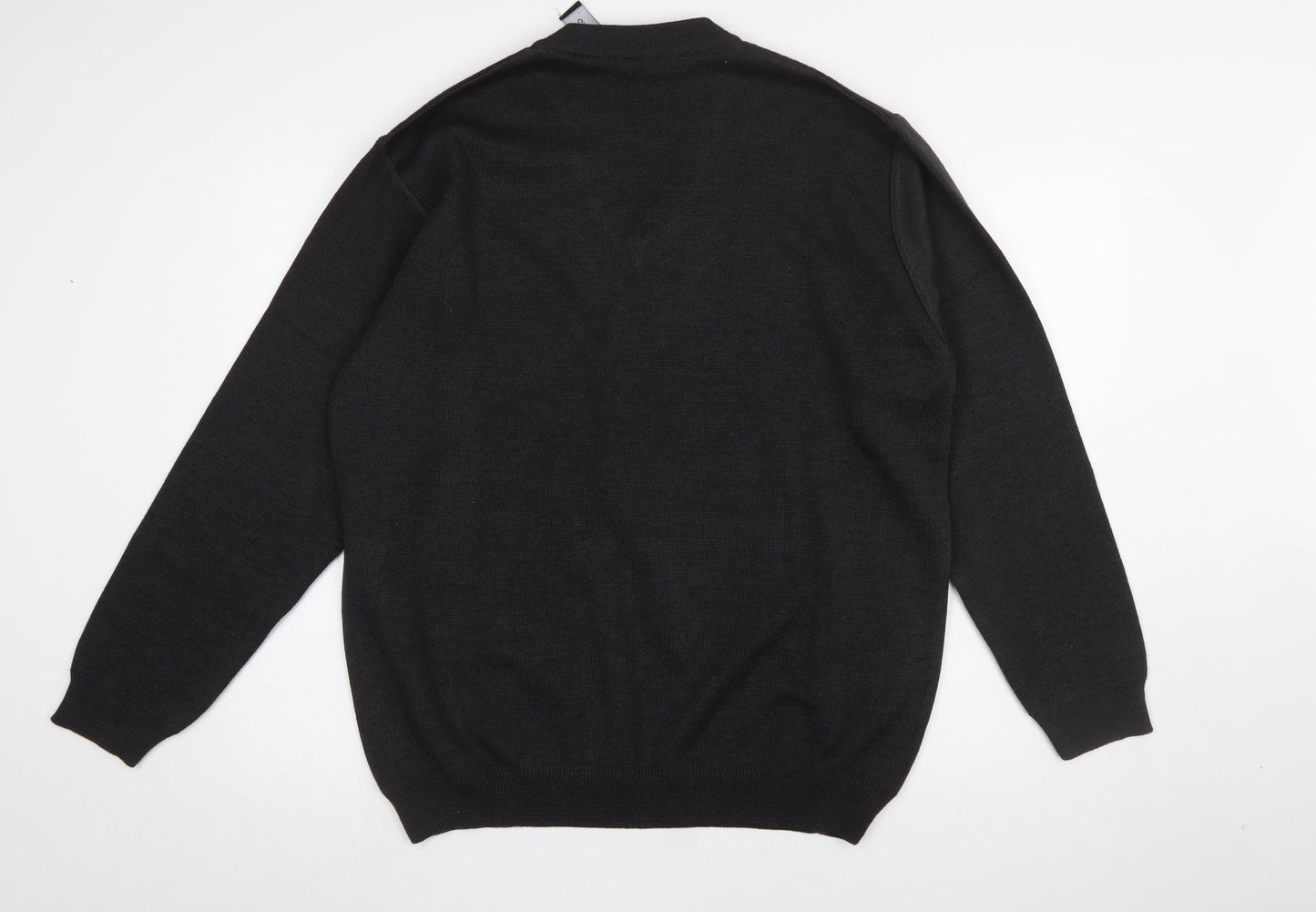 Gilt Edge Men's Black 2XL V-Neck Geometric Wool Blend Jumper