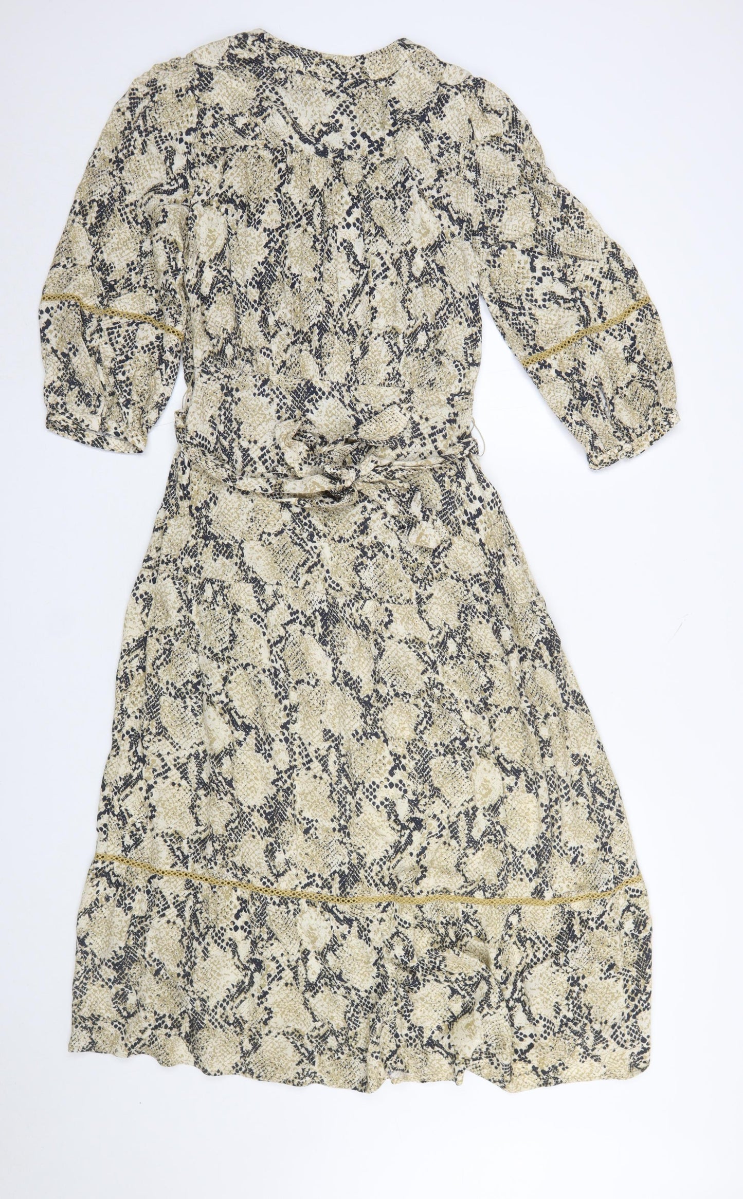 Marks and Spencer Women’s Beige Animal Print Midi Wrap Dress Size 8