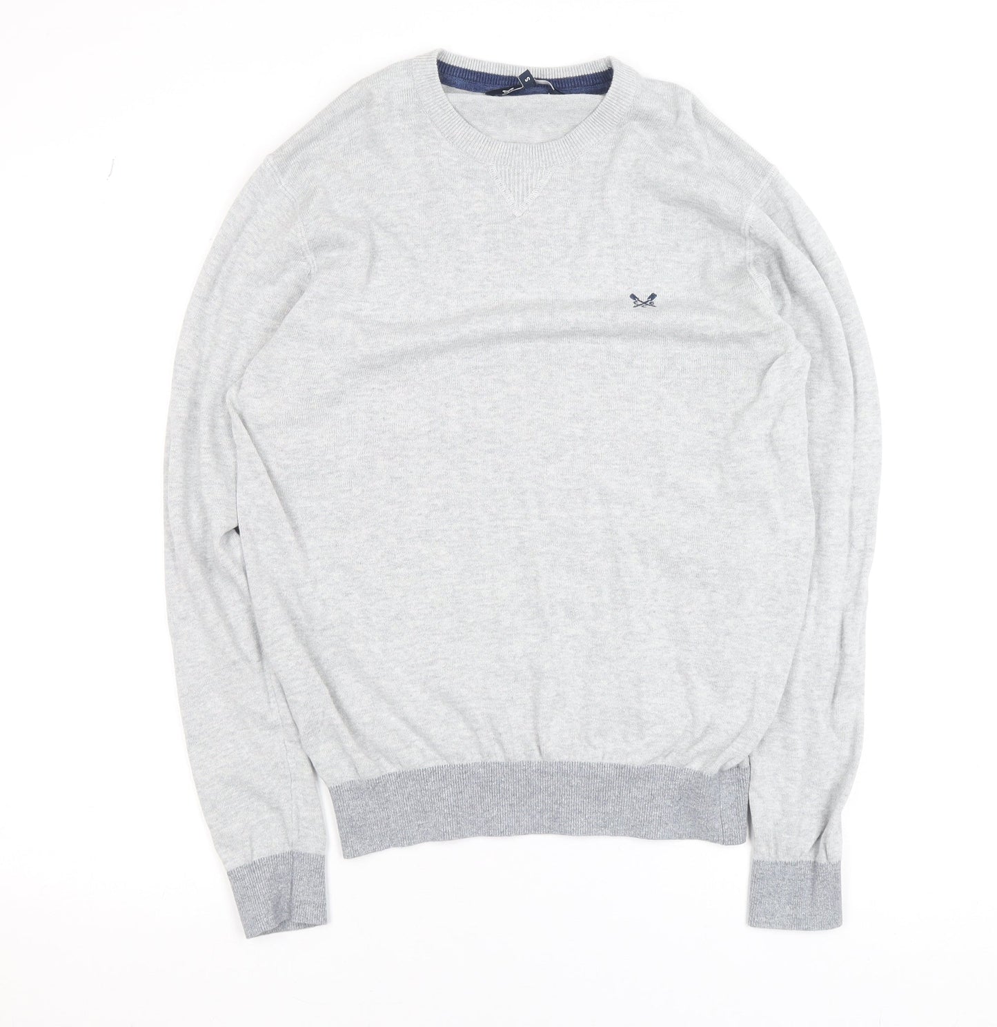 Crew Clothing Company Men's Grey Cotton Linen Crew Neck Jumper Size S