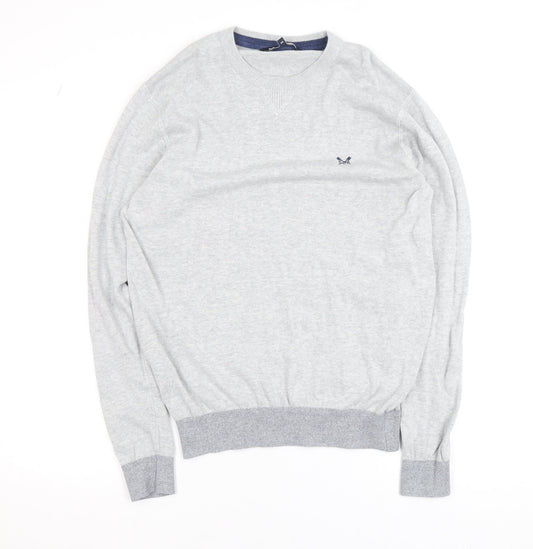 Crew Clothing Company Men's Grey Cotton Linen Crew Neck Jumper Size S
