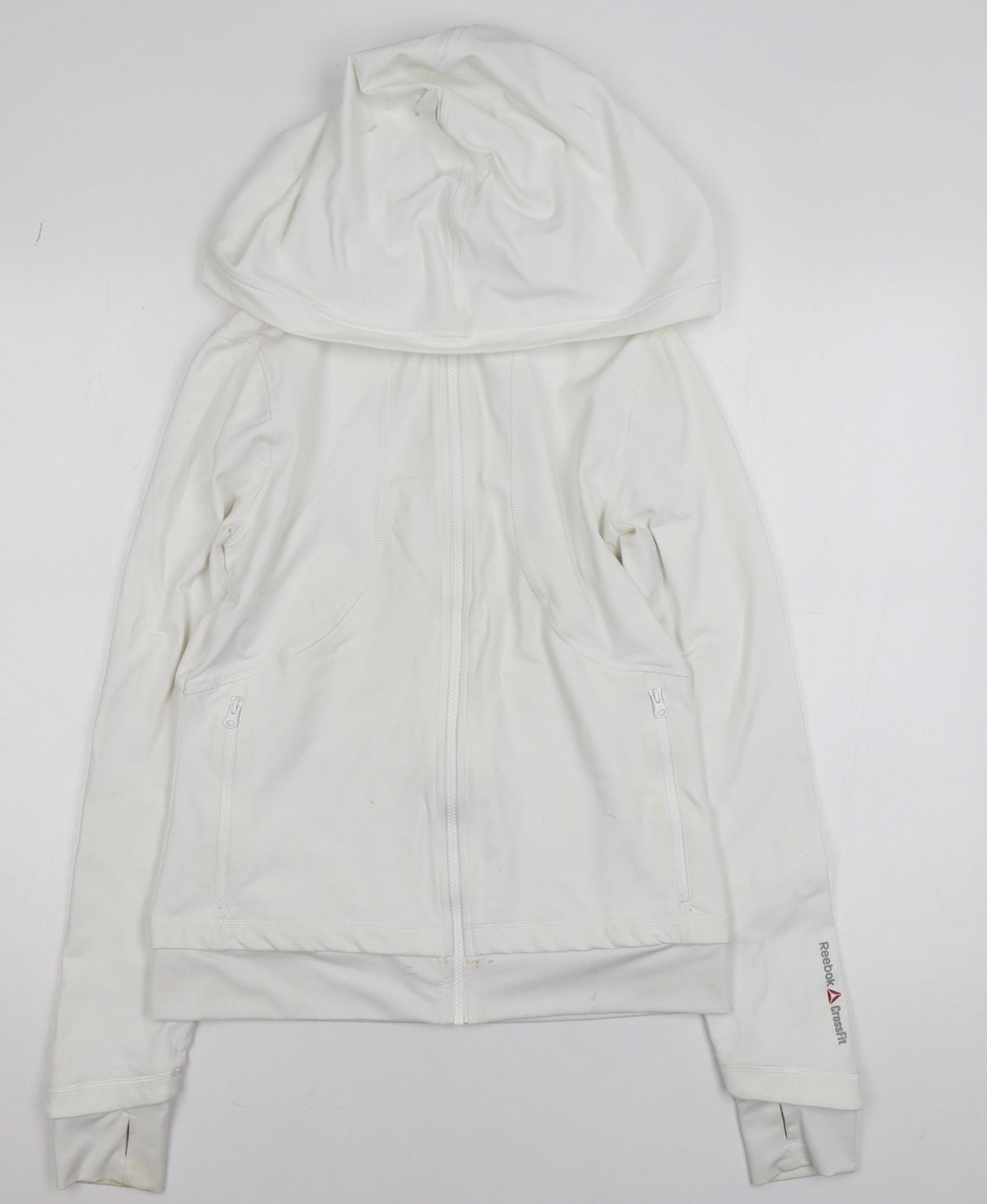 Reebok CrossFit Women's White S Athletic Full Zip Hooded Track Jacket