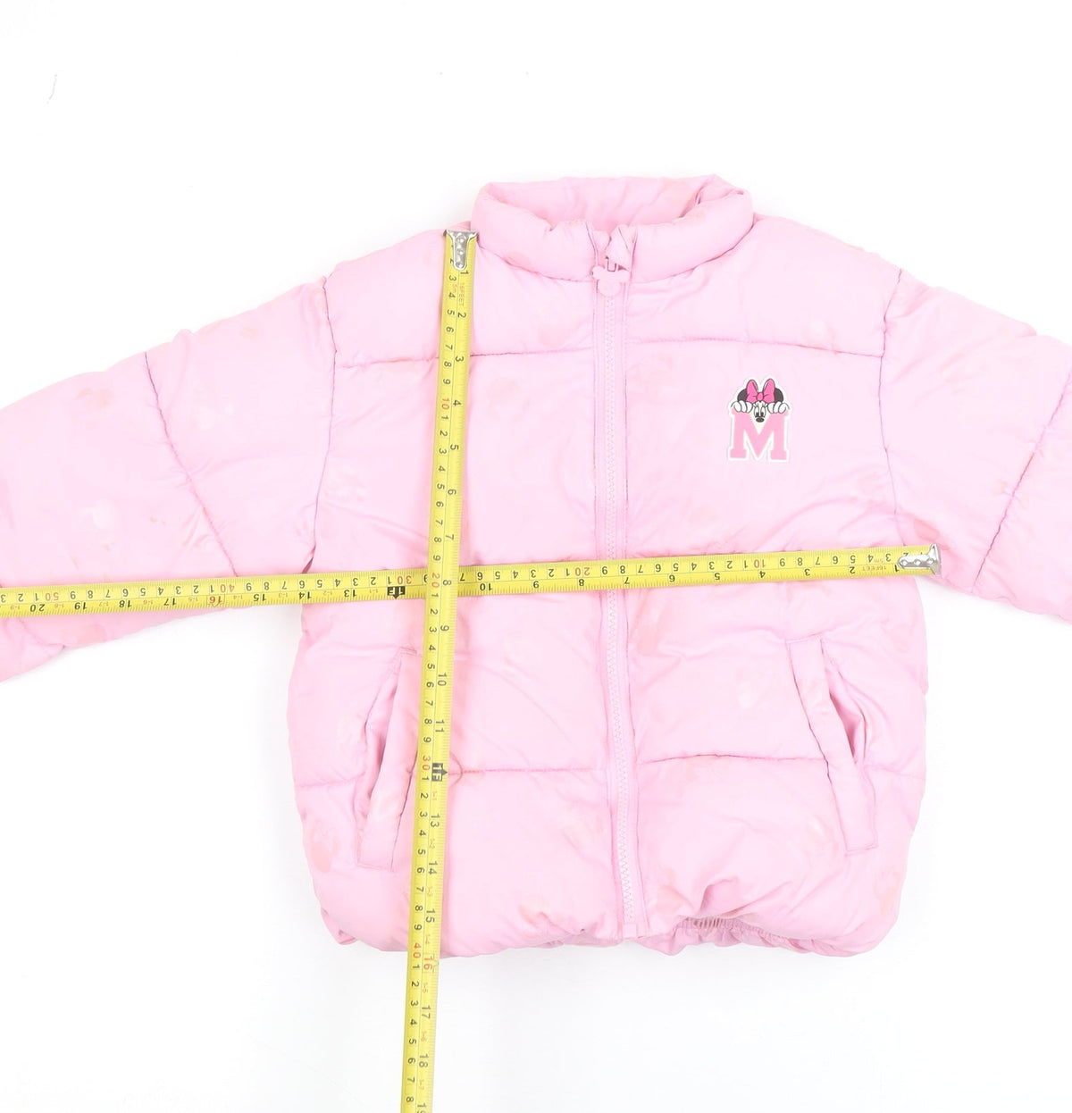 Disney Girls Pink Minnie Mouse Puffer Jacket 5-6 Years Quilted Winter Coat
