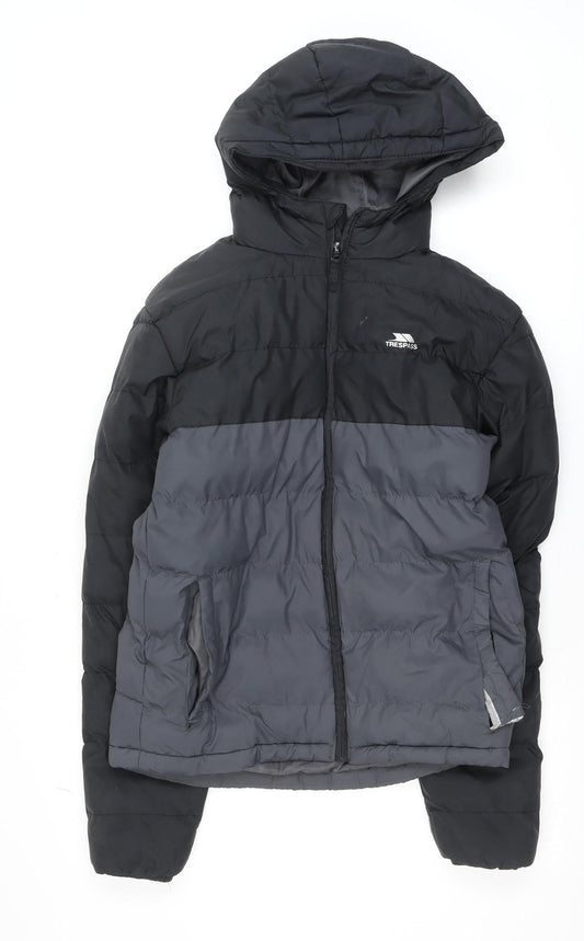 Trespass Men’s Black XS Puffer Jacket Hooded Water Resistant Winter Coat