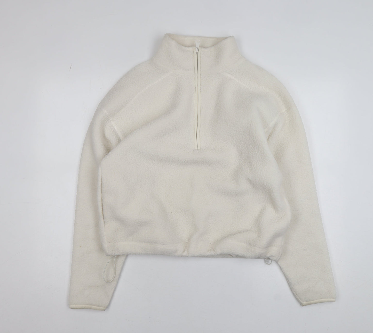 Primark Women Ivory Fleece 1/4 Zip Pullover Sweatshirt XS
