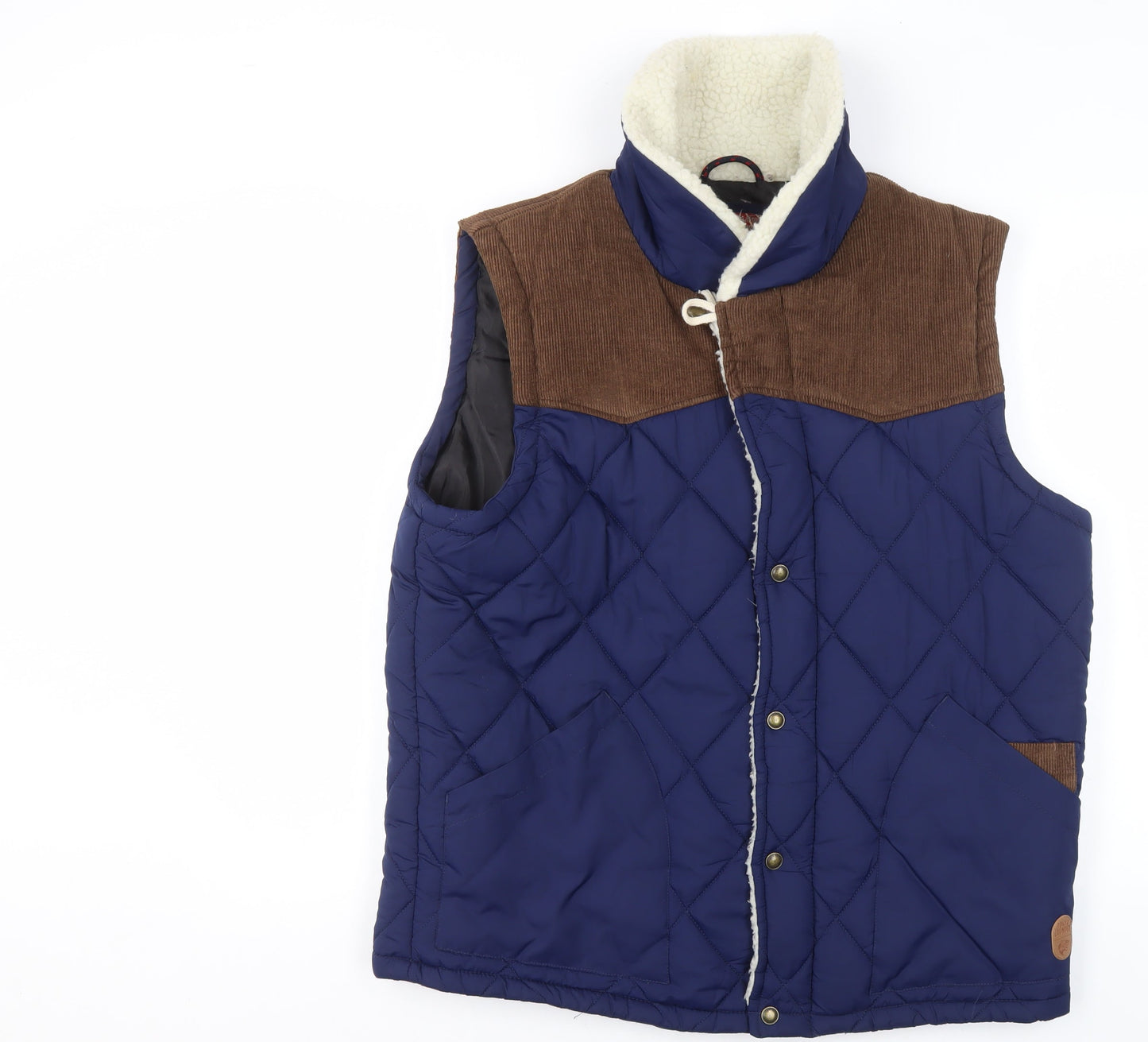Tokyo Laundry Men's Blue Quilted Padded Waistcoat Lined Vest Size L