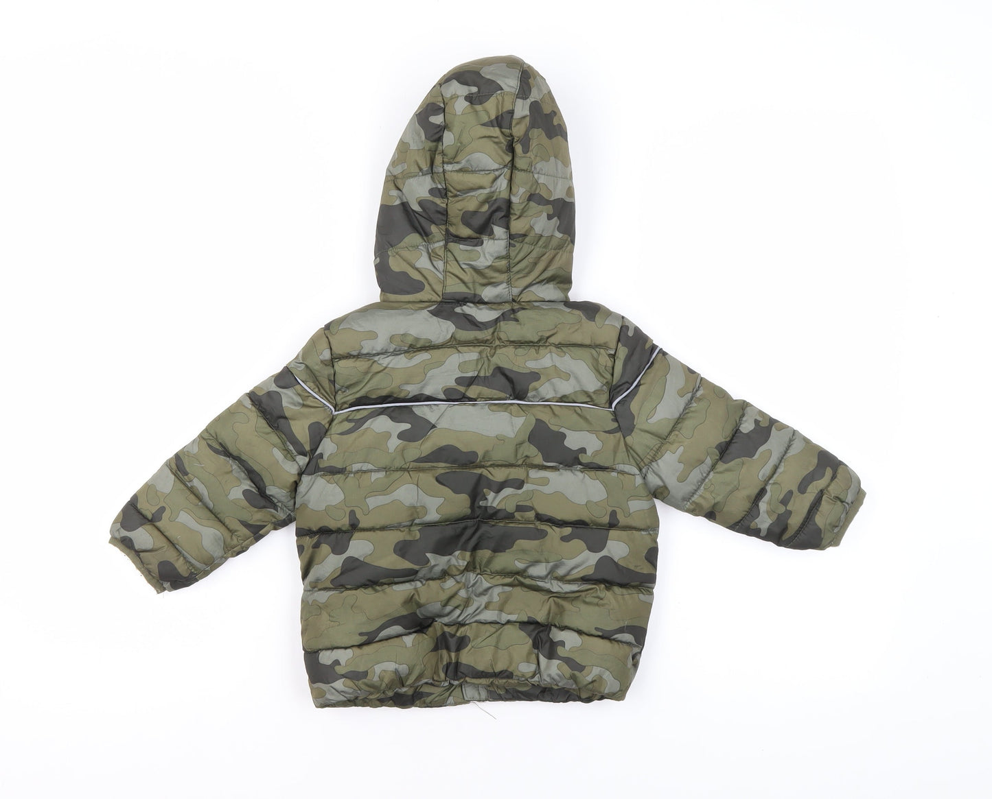 M&Co Unisex Baby Green Camouflage Puffer Jacket 12-18 Months Hooded Winter Coat