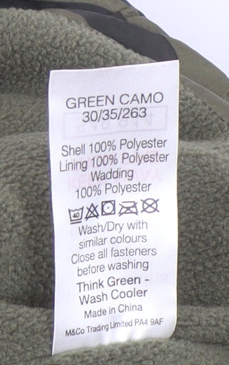 M&Co Unisex Baby Green Camouflage Puffer Jacket 12-18 Months Hooded Winter Coat