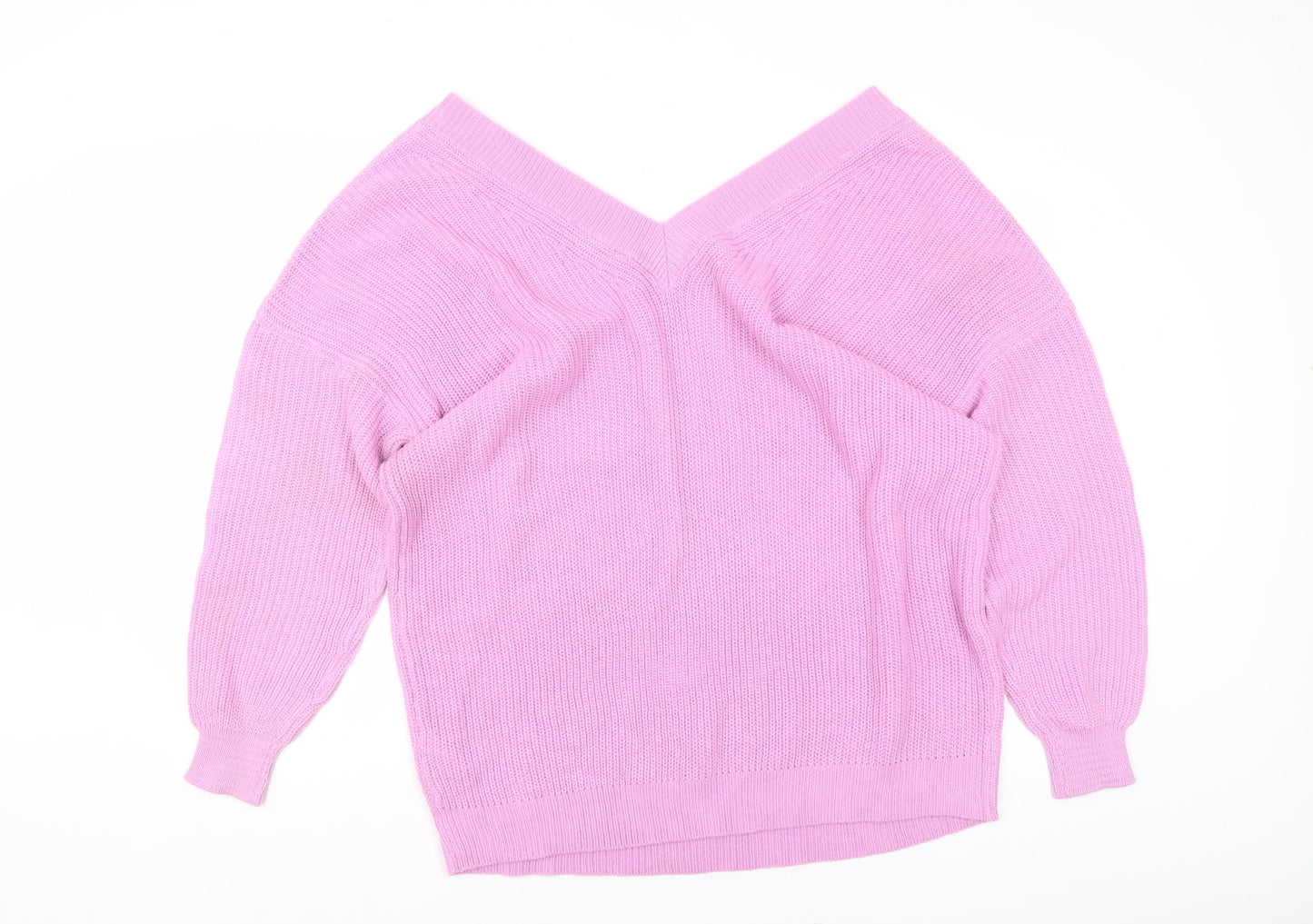 Yours Clothing Womens Pink V-Neck Acrylic Plus Size 18-20 Jumper