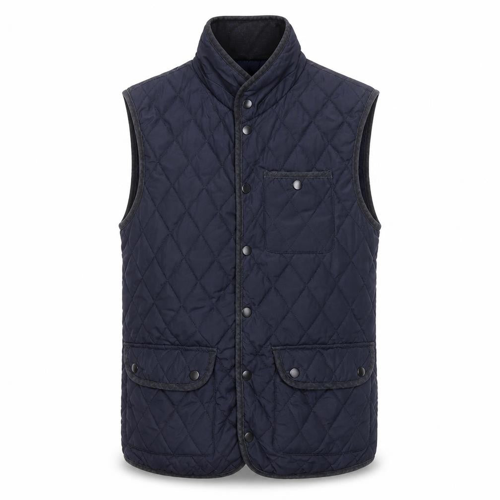 River Island Men's Blue Quilted Waistcoat S Regular Fit Polyester