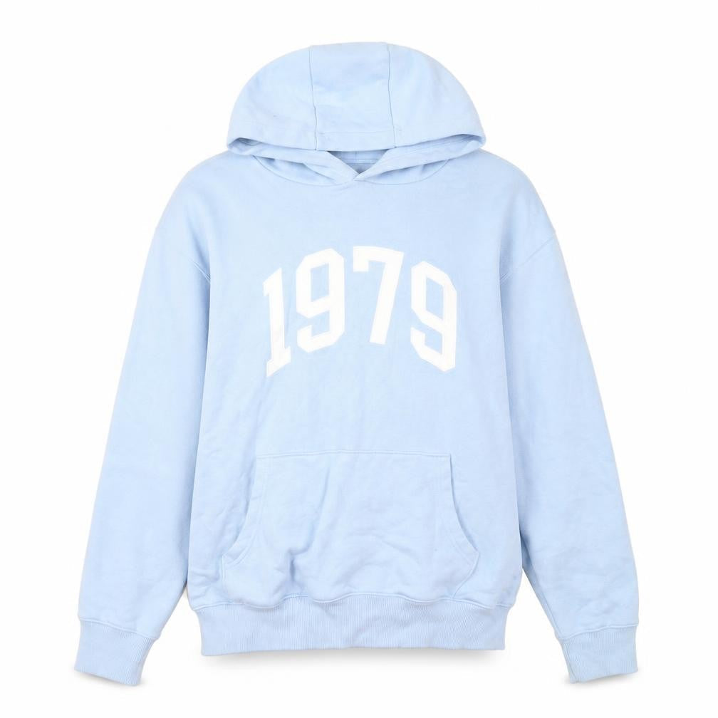 F&F Men's Blue 1979 Pullover Hoodie Size S Retro Graphic Sweatshirt