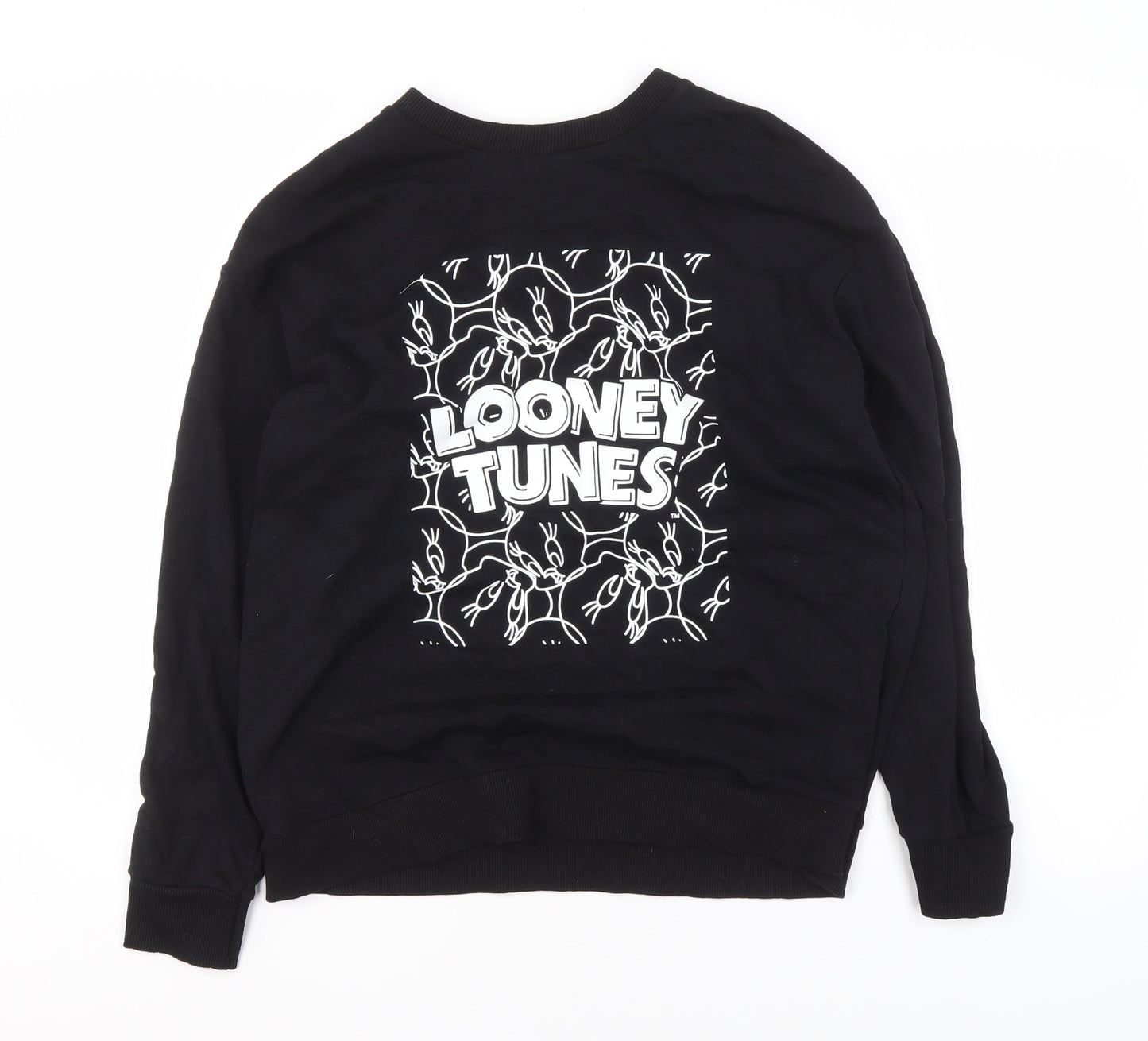 George Looney Tunes Women's Black Cotton Pullover Sweatshirt Size 12-14