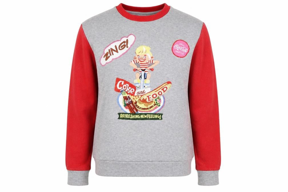 Coca-Cola by Kit Neale Women's Grey Red Pullover Sweatshirt Small