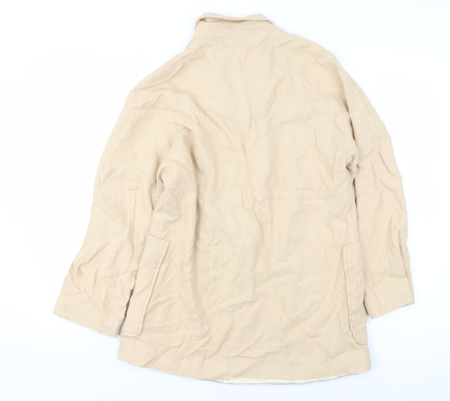 H&M Women Beige Linen Blend Single-Breasted Blazer XS Classic Fit