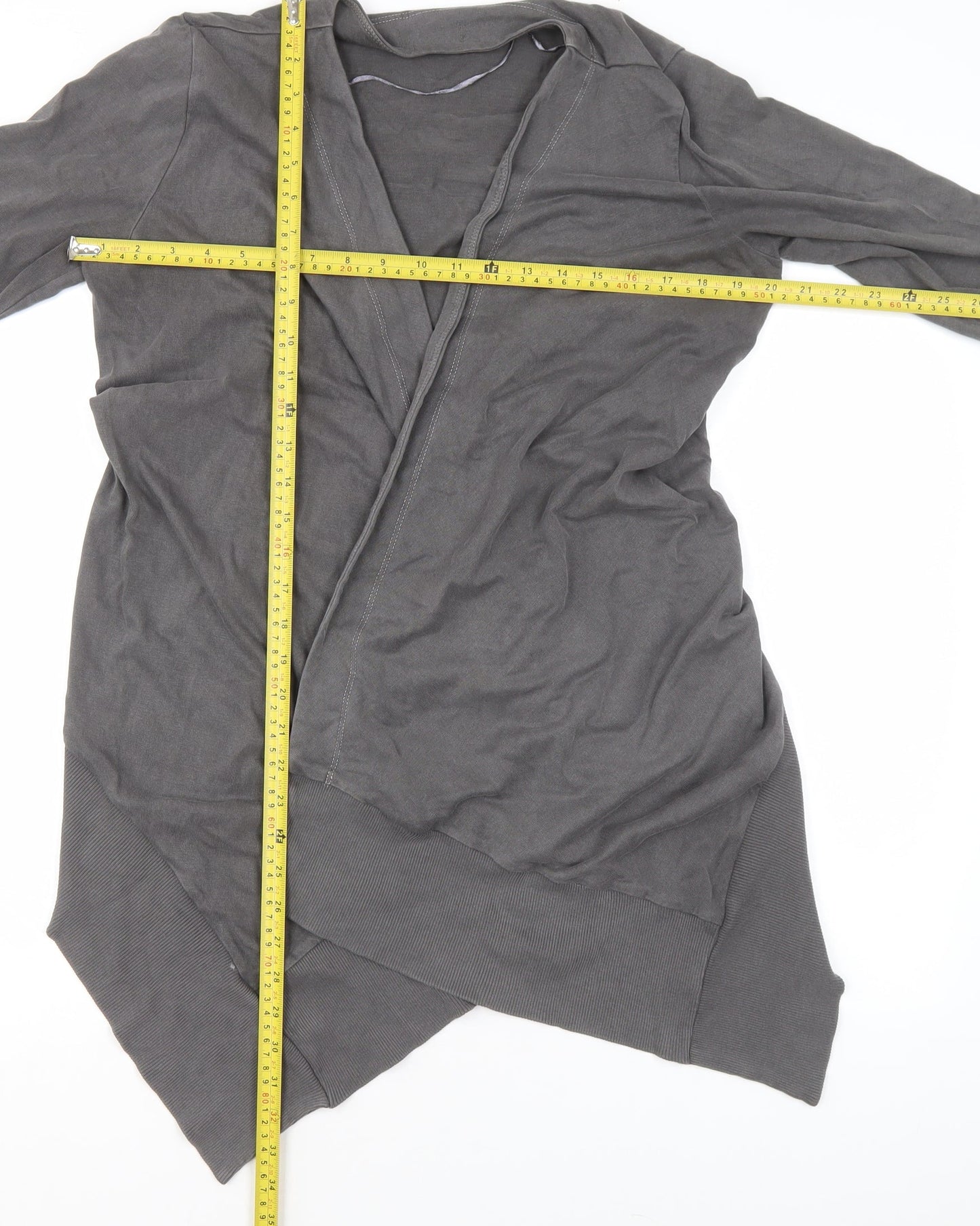 Et Vous Women’s Grey Cotton Open Cardigan Size M