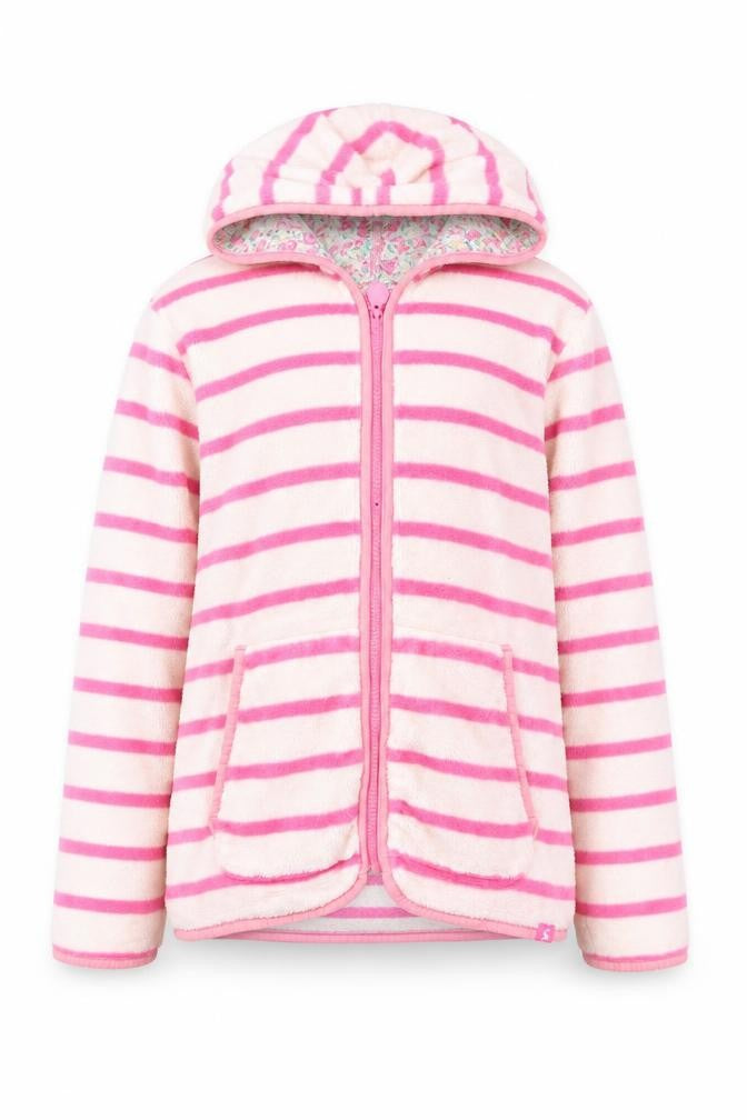 Joules Girls Pink Striped Full Zip Fleece Hoodie 11-12 Years