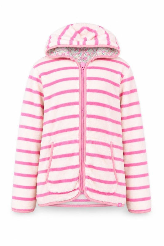 Joules Girls Pink Striped Full Zip Fleece Hoodie 11-12 Years