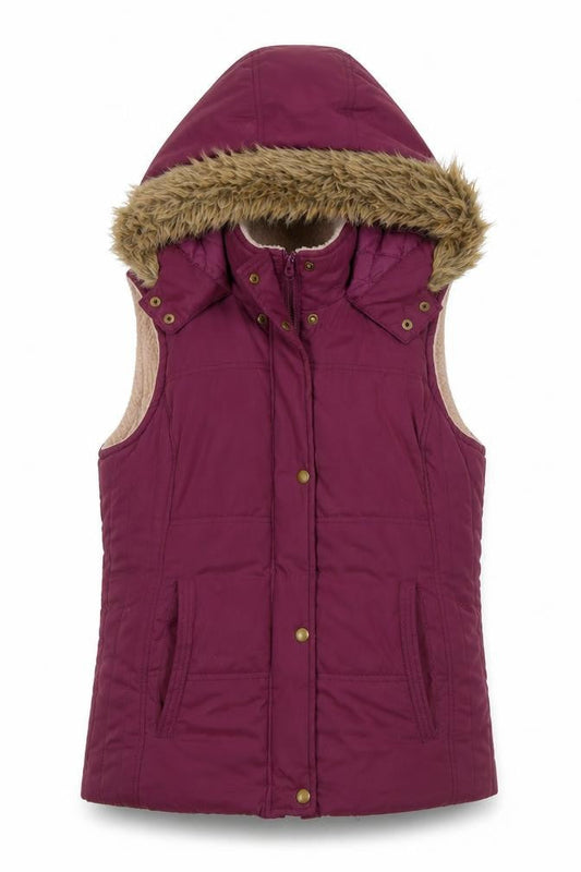 Marks & Spencer Women's Purple Hooded Faux Fur Trim Bodywarmer Size 14