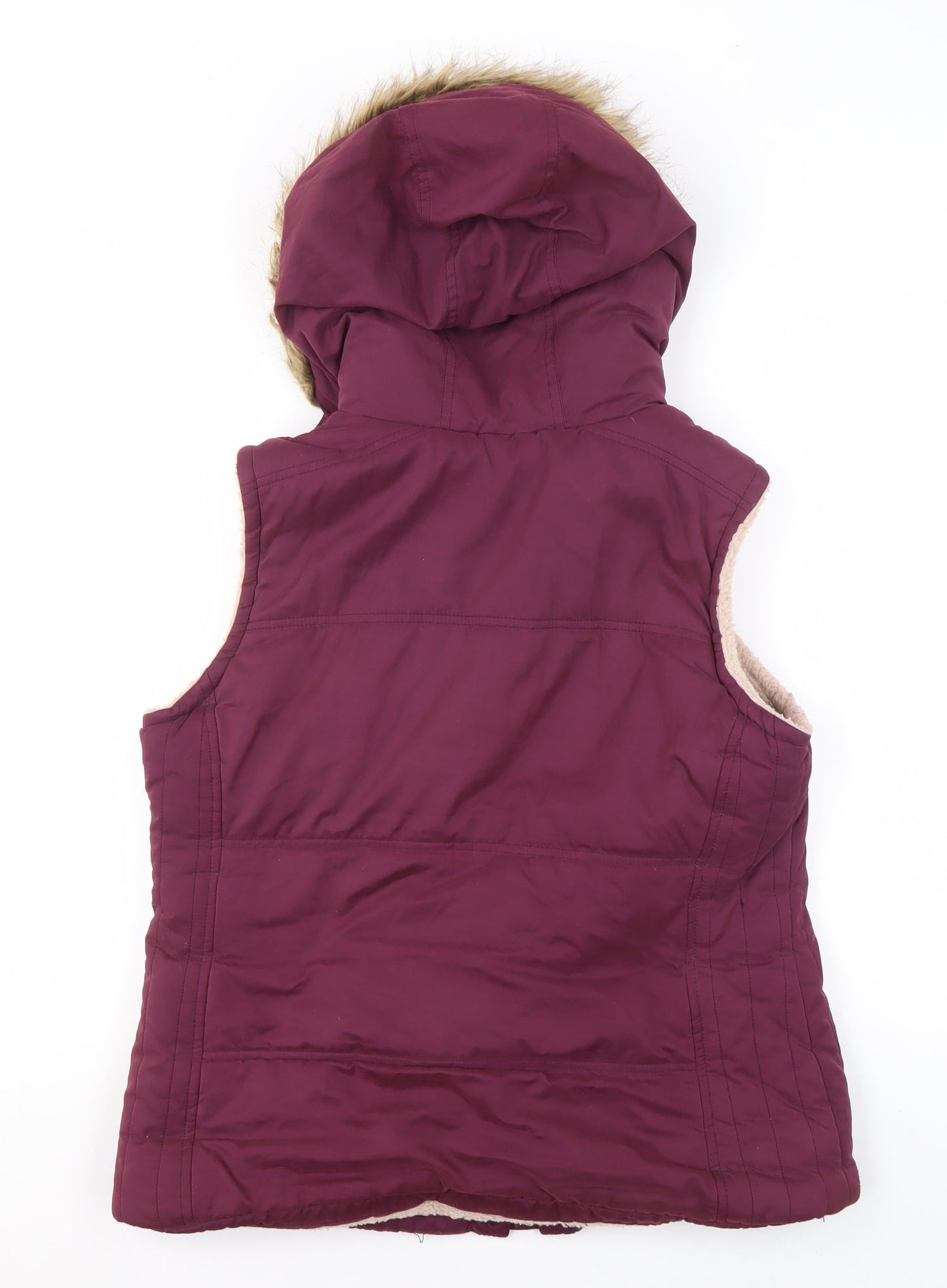 Marks and Spencer Women's Purple Hooded Faux Fur Trim Bodywarmer Size 14