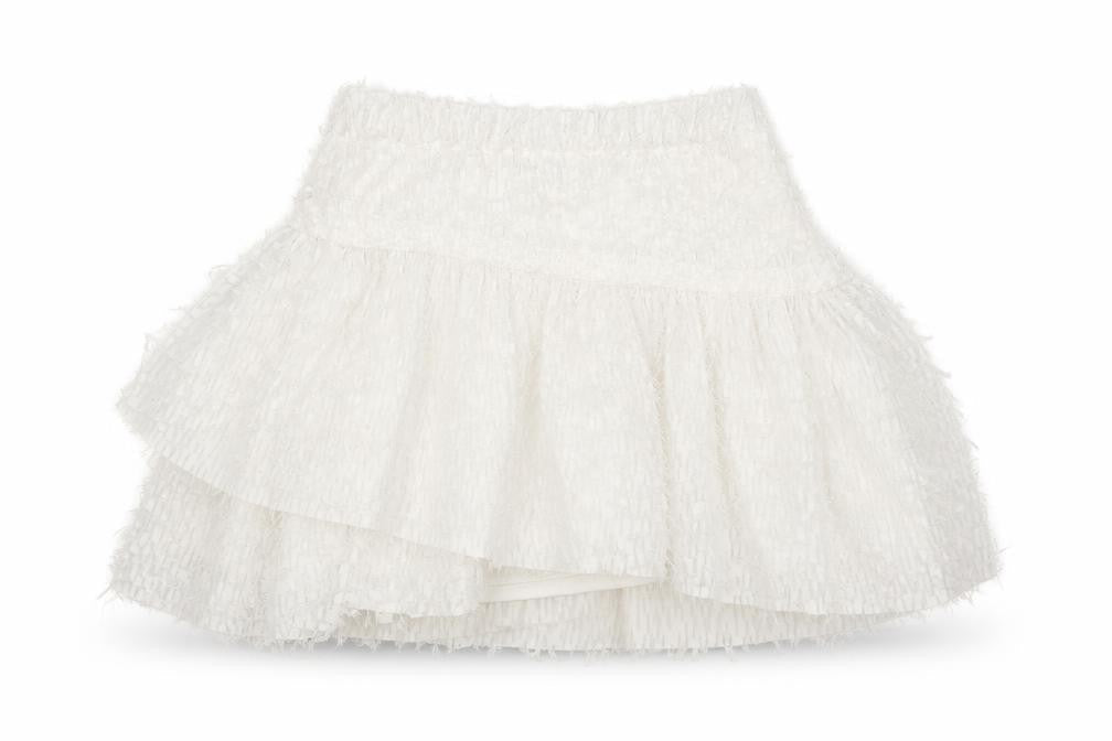 Zara Women White Short Flared Tweed Skirt Size S