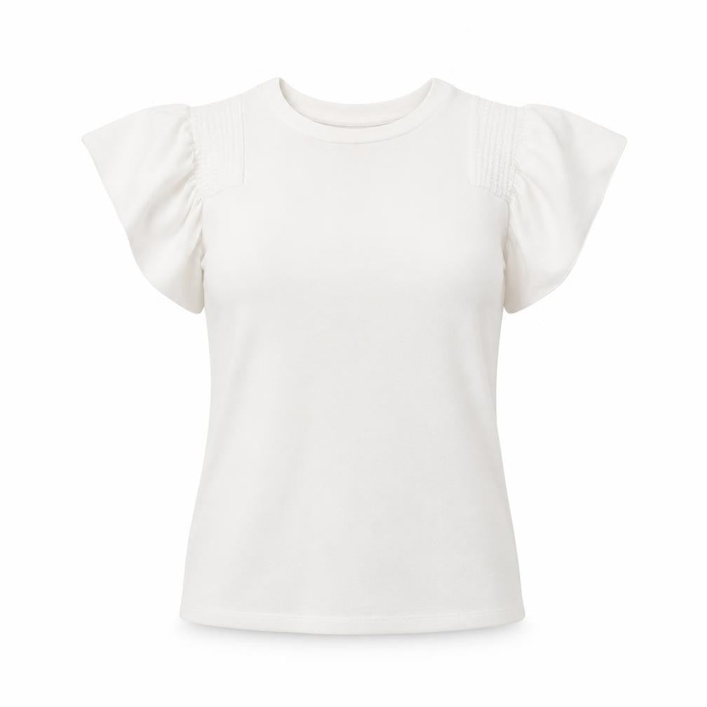 Savida Women's Ivory Puff Sleeve T-Shirt Size 12 Regular Fit