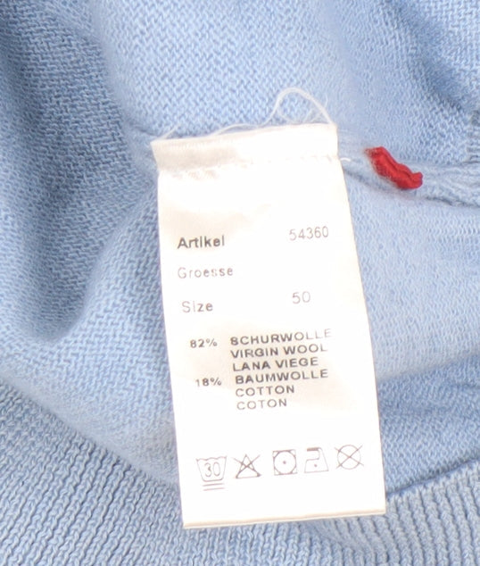 Falke Men’s Blue Wool Cotton V-Neck Waistcoat Size 50 Regular Fit
